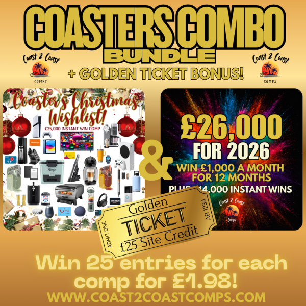 THE COASTER'S COMBO BUNDLE - PURCHASE THE LAST TICKET AND GET £25 SITE CREDIT!