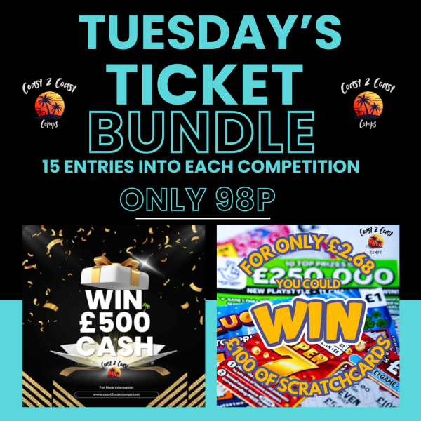 FLASH COMP – 15 entries into the Scratch Cards Comp and the £500 Cash Comp for 98p