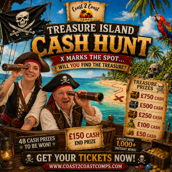TREASURE ISLAND CASH HUNT INSTANT WIN COMP - End prize £150 Cash!